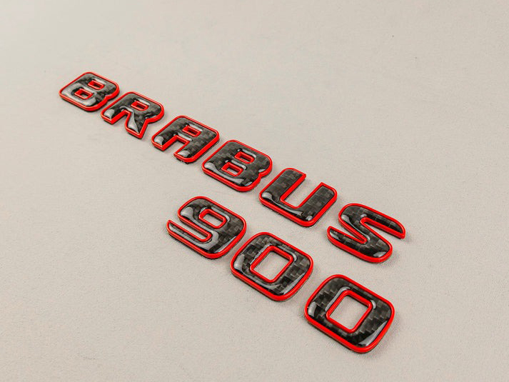 Brabus 900 Orange Metal with Carbon Badges Emblems Set for Mercedes-Benz W463 W463A W464